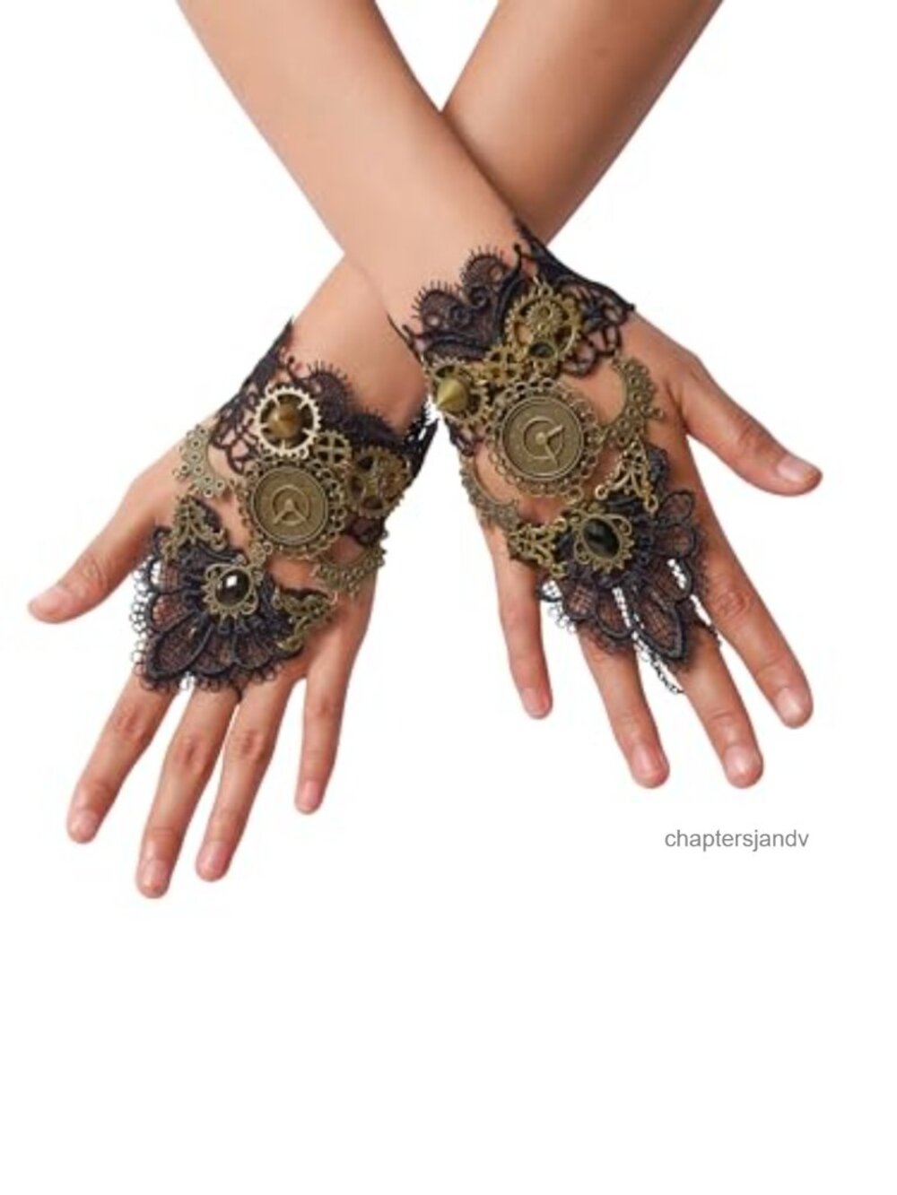 Steampunk Lace Fingerless Gloves Zinc Alloy Resin Cosplay Costume
